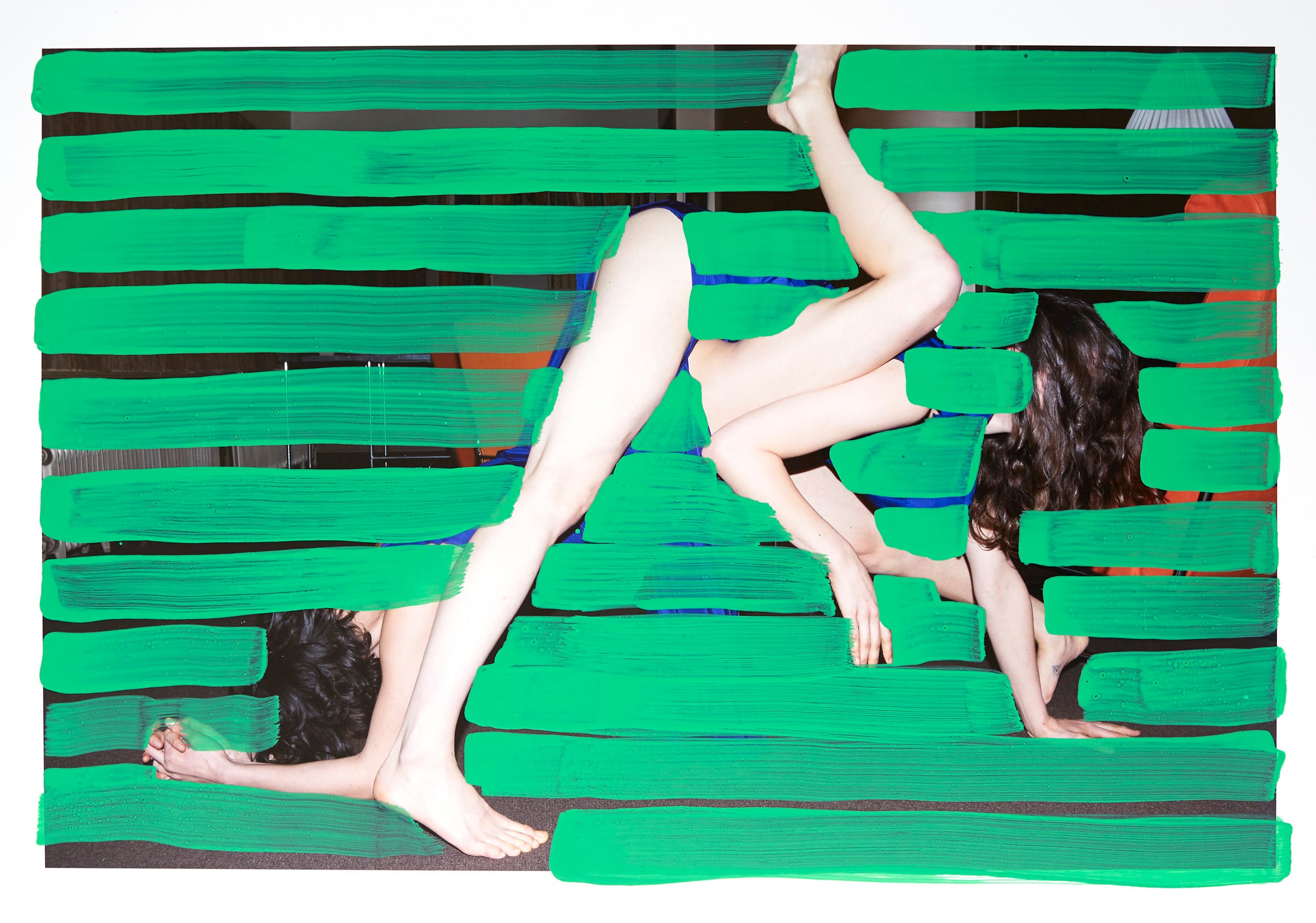 Viviane Sassen & Stevenson photo with green painted stripes over it