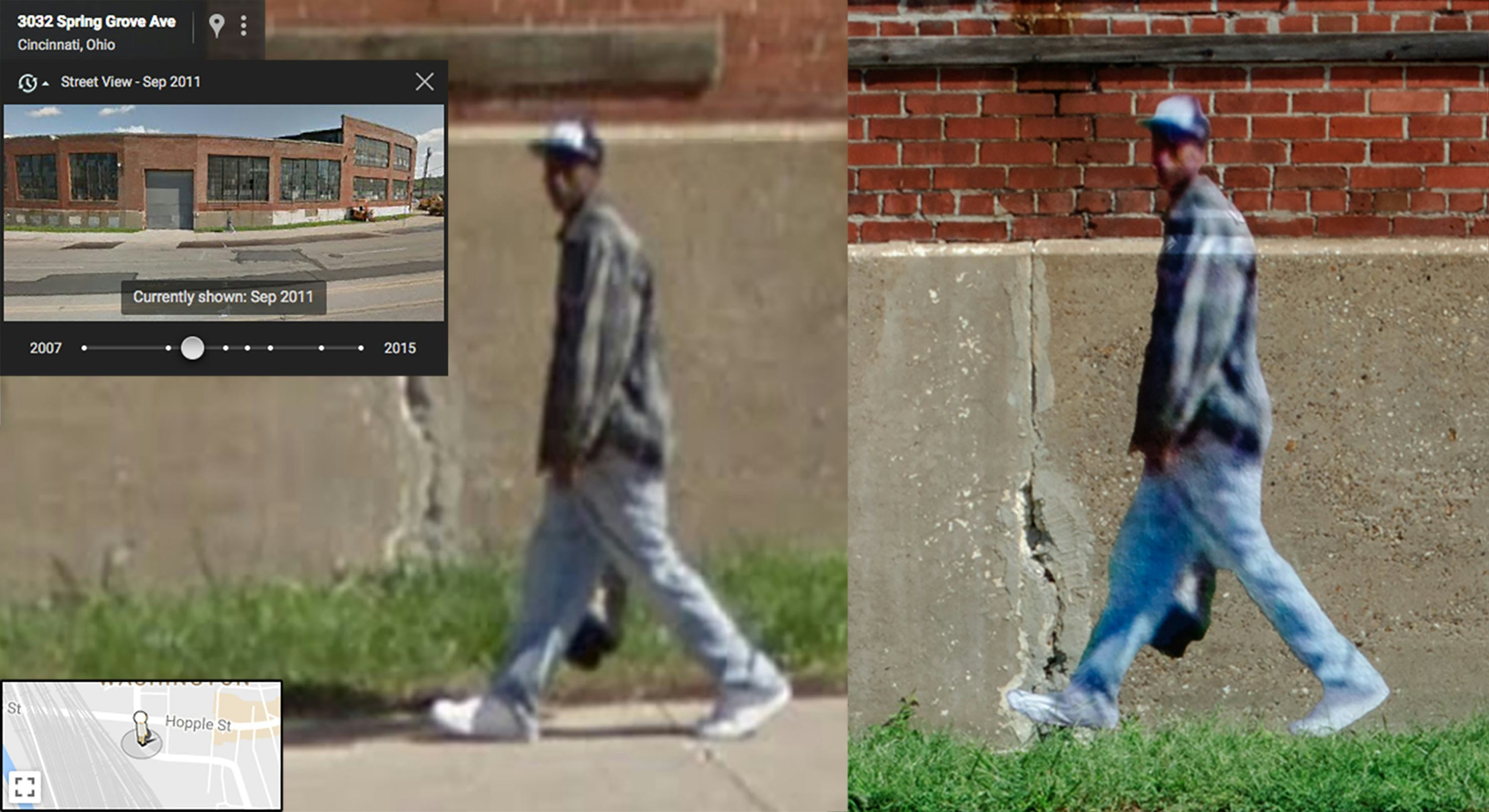 Screenshot of Google Maps of a man walking