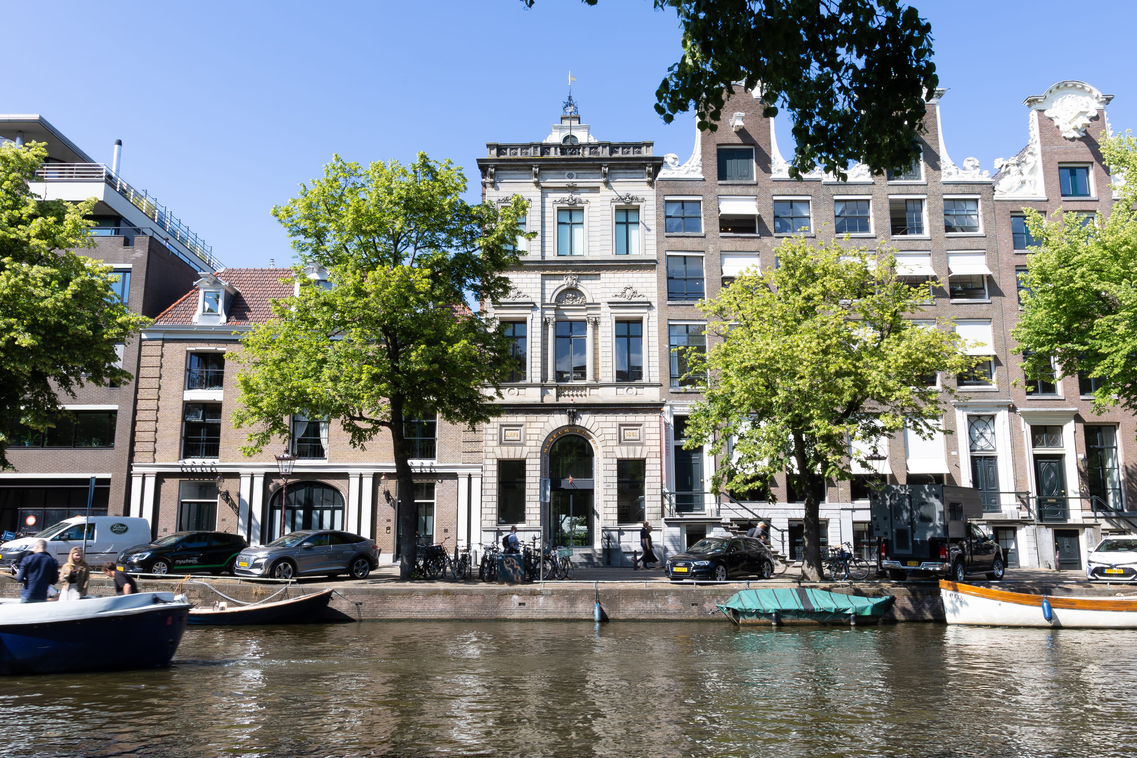 Museum on the Amsterdam canal on a sunny day