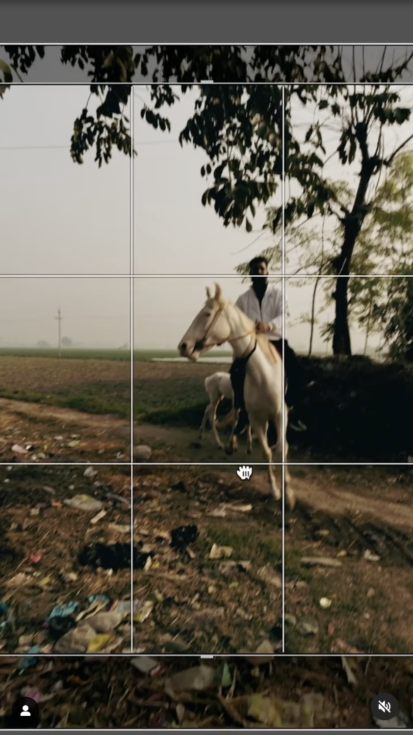 Screenshot of the One-Minute Workshop based on the work of Foam Talent 2024-2025 Aaryan Sinha. Photo shows a man riding a horse, the photo is being cropped.